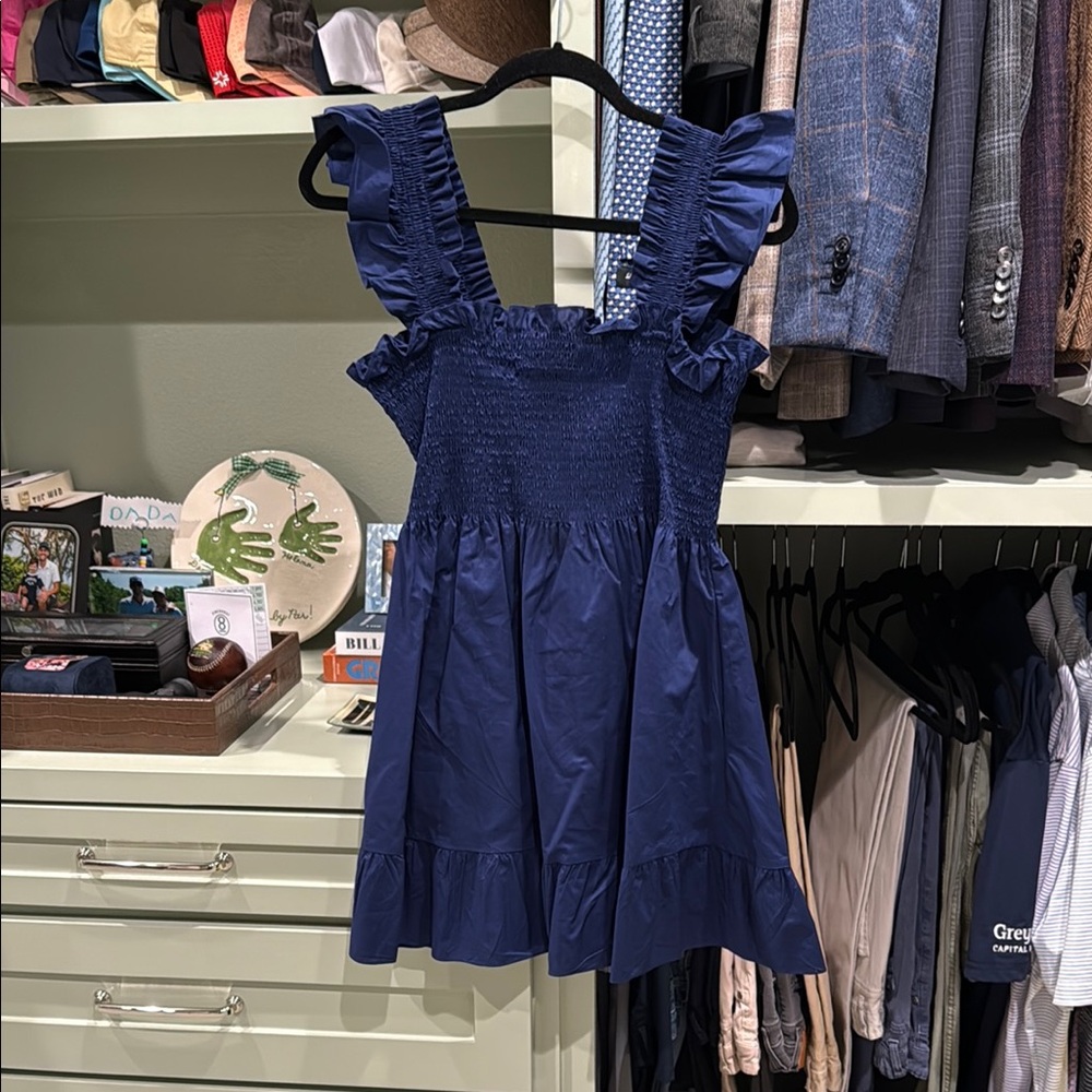 Navy Blue Ruffled Dress